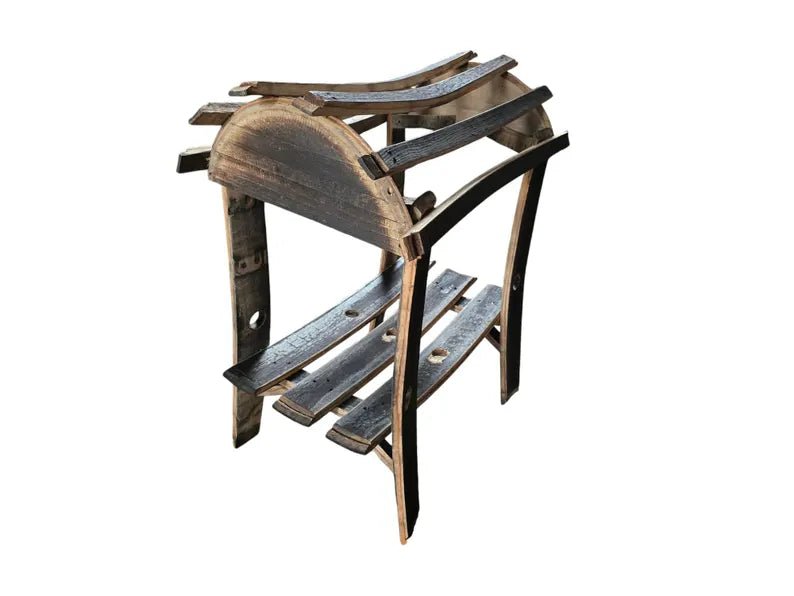 Whiskey Barrel Stave Saddle Stand | Handcrafted Rustic Western Saddle Rack with Shelf - 1st Choice Furniture Direct