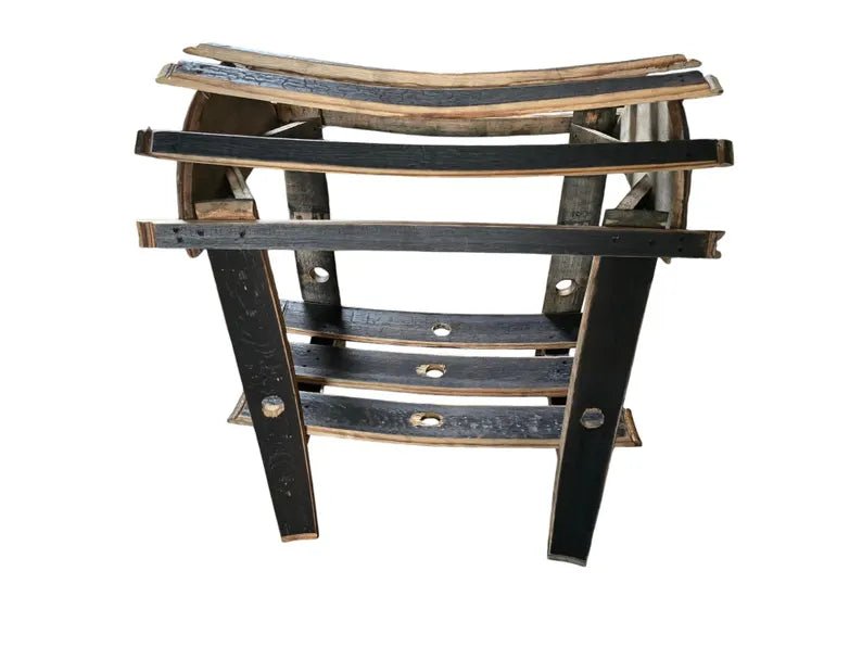 Whiskey Barrel Stave Saddle Stand | Handcrafted Rustic Western Saddle Rack with Shelf - 1st Choice Furniture Direct