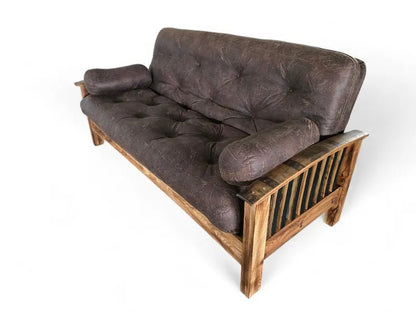 Whiskey Barrel Stave Sleeper Sofa – Rustic Amish Sofa Bed with Wood & Steel Frame - 1st Choice Furniture Direct