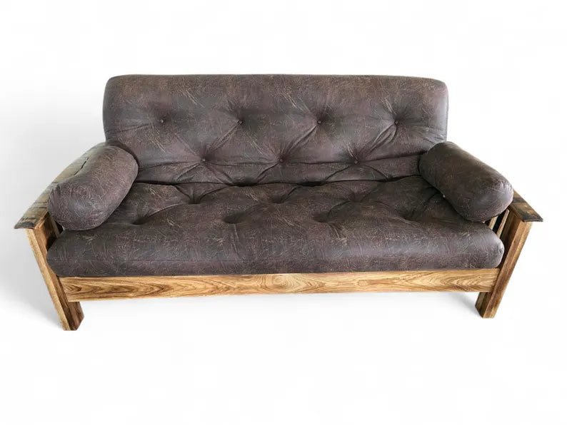 Whiskey Barrel Stave Sleeper Sofa – Rustic Amish Sofa Bed with Wood & Steel Frame - 1st Choice Furniture Direct