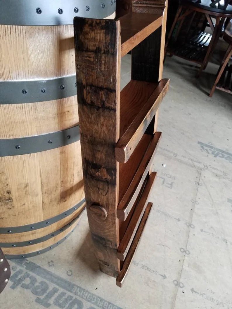 Whiskey Barrel Stave Spice Rack & Display Shelf | Rustic Wall Storage Made in USA - 1st Choice Furniture Direct