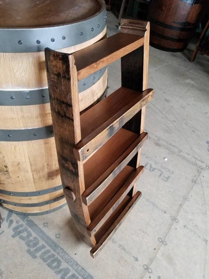 Whiskey Barrel Stave Spice Rack & Display Shelf | Rustic Wall Storage Made in USA - 1st Choice Furniture Direct