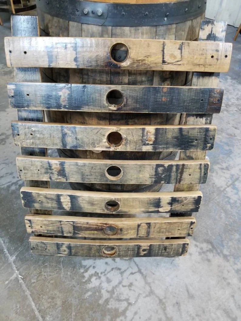 Whiskey Barrel Stave Stemware Holder | Reclaimed Oak Hanging Wine Rack - 1st Choice Furniture Direct