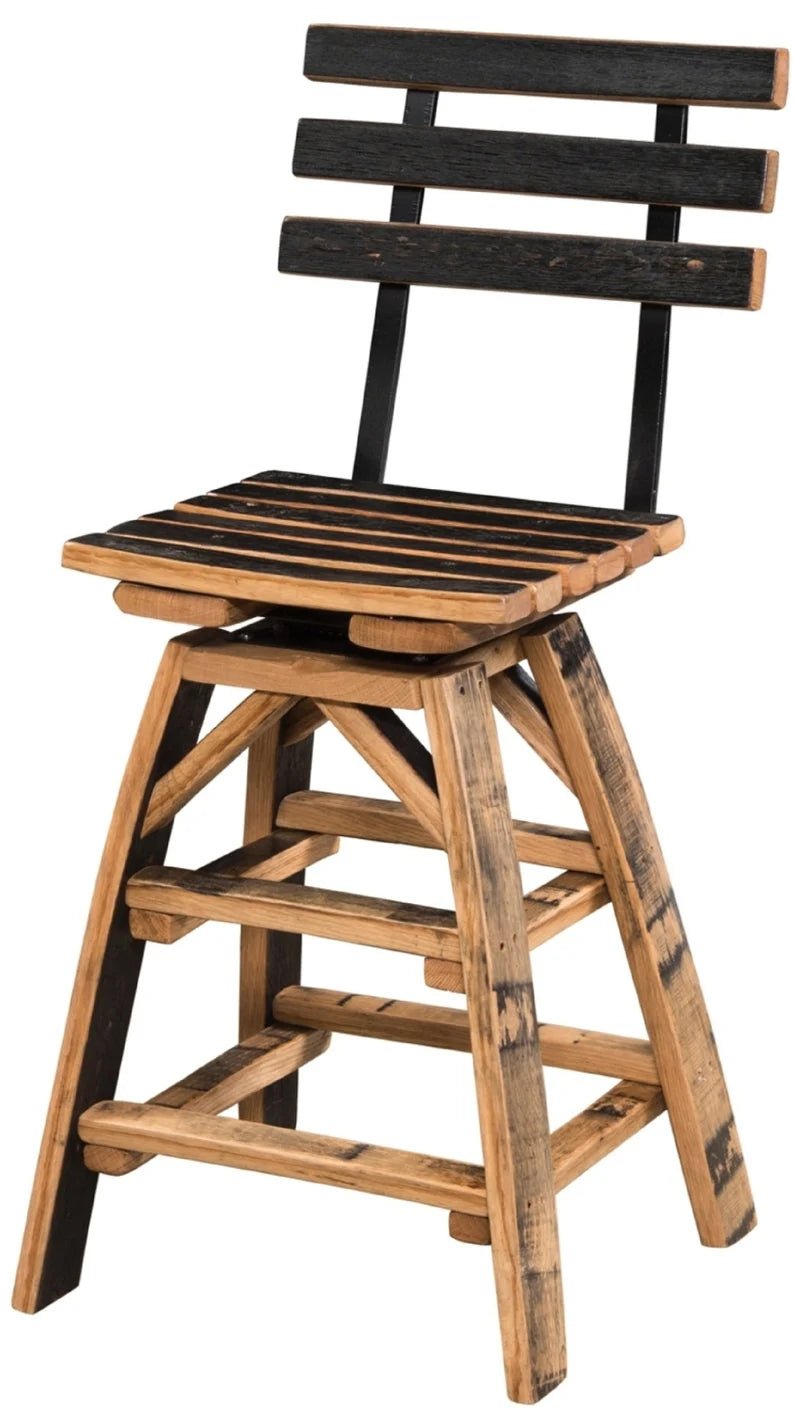 Whiskey Barrel Stave Swivel Bar Stool – Rustic Pub Furniture - 1st Choice Furniture Direct