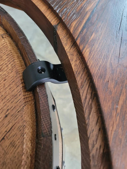Whiskey Barrel Table Top with Glass Inlay | Reclaimed Barn Wood Round Top (48” & 54”) - 1st Choice Furniture Direct