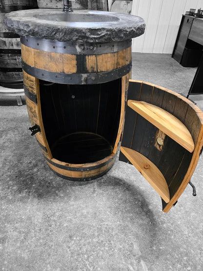 Whiskey Barrel Vanity with Concrete Sink – Rustic Bathroom Vanity with Bowl - 1st Choice Furniture Direct