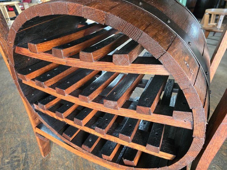 Whiskey Barrel Wine Rack Display – 17 Bottle Stave Wood Storage Rack - 1st Choice Furniture Direct