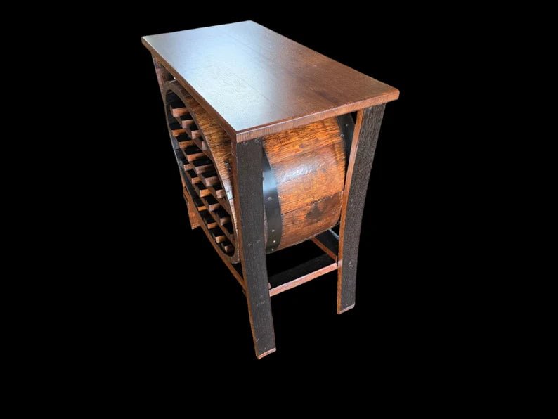 Whiskey Barrel Wine Rack Display – 17 Bottle Stave Wood Storage Rack - 1st Choice Furniture Direct