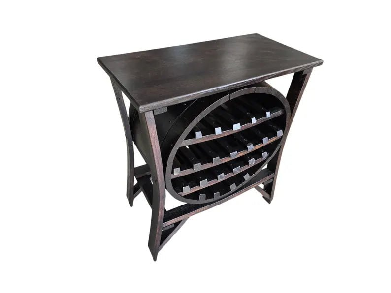 Whiskey Barrel Wine Rack Display – 17 Bottle Stave Wood Storage Rack - 1st Choice Furniture Direct