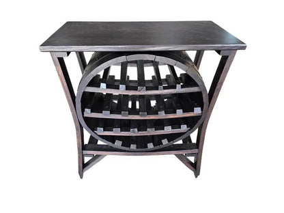 Whiskey Barrel Wine Rack Display – 17 Bottle Stave Wood Storage Rack - 1st Choice Furniture Direct