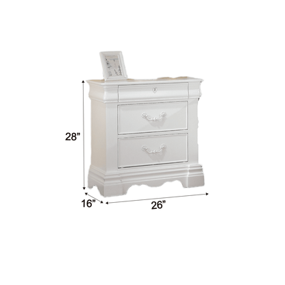 White 3-Drawer Nightstand with Hidden Drawer - 1st Choice Furniture Direct