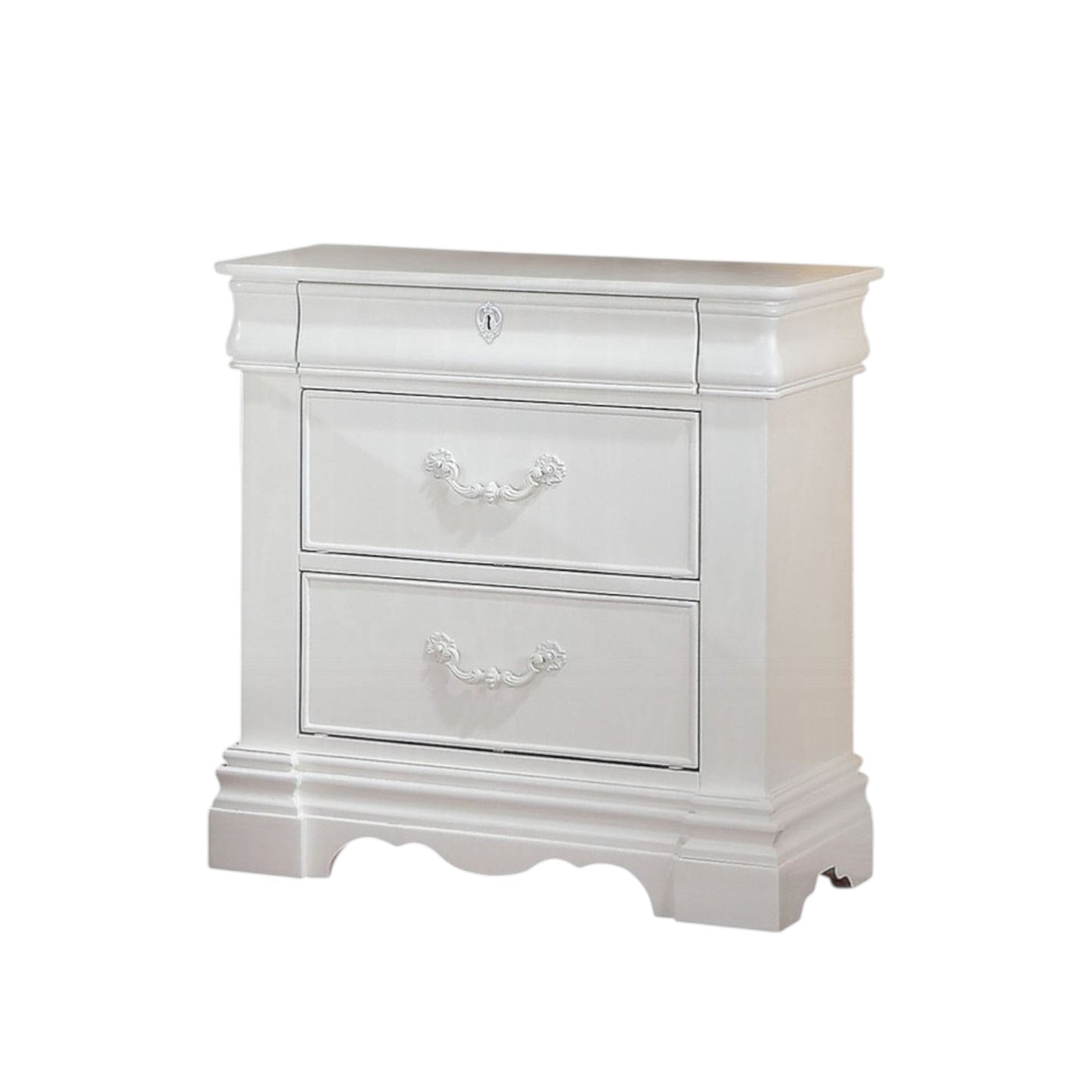 White 3-Drawer Nightstand with Hidden Drawer - 1st Choice Furniture Direct