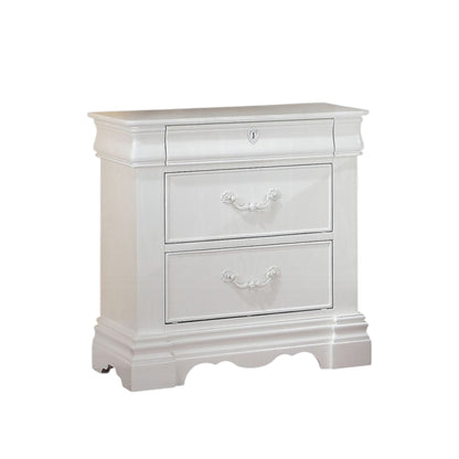 White 3-Drawer Nightstand with Hidden Drawer - 1st Choice Furniture Direct