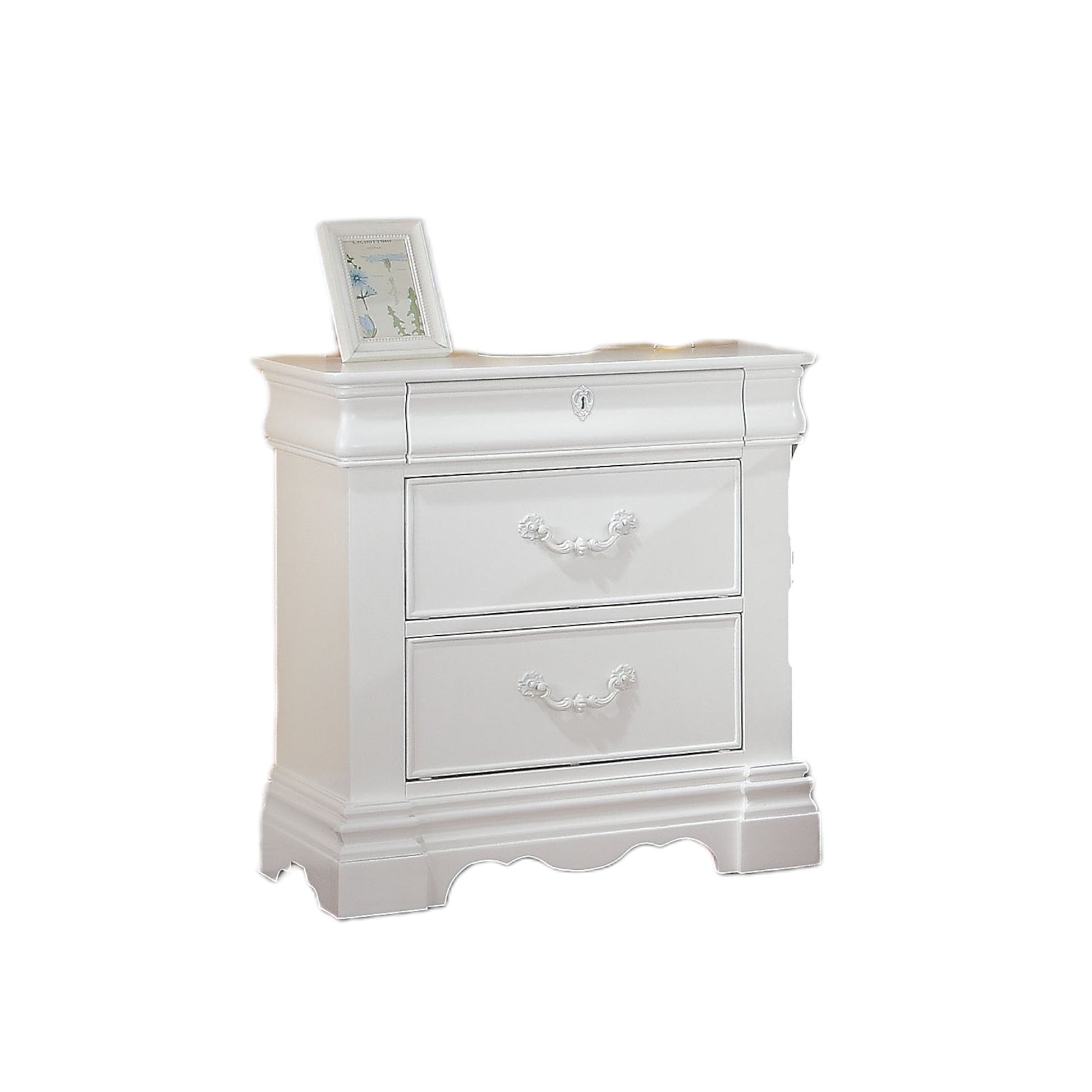 White 3-Drawer Nightstand with Hidden Drawer - 1st Choice Furniture Direct