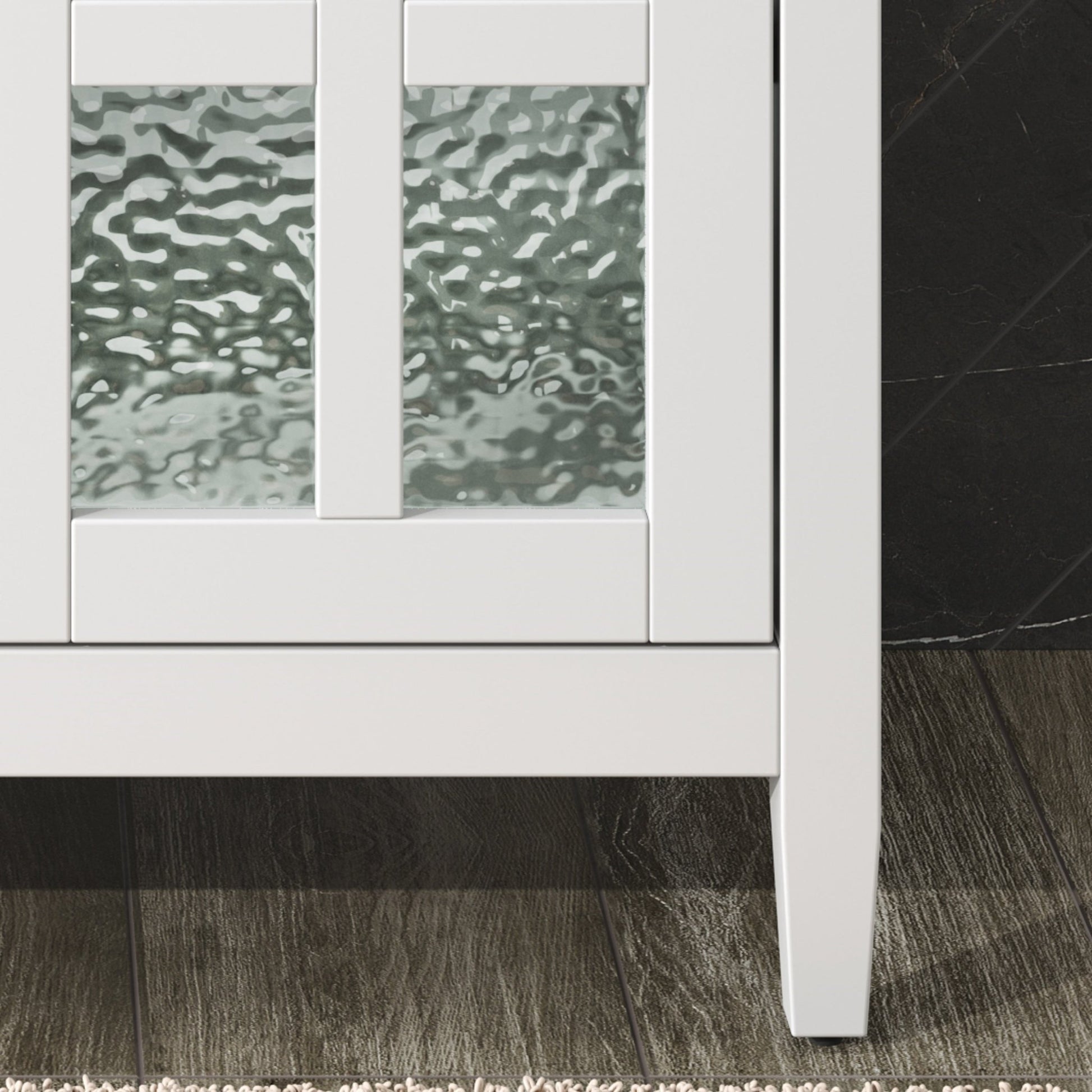 White 30' Bathroom Vanity with Ceramic Sink, Solid Wood Legs, Silver Knobs, Soft Close Hinges, Adjustable Shelf & Tip - Out Tray - 1st Choice Furniture Direct