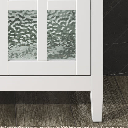 White 30' Bathroom Vanity with Ceramic Sink, Solid Wood Legs, Silver Knobs, Soft Close Hinges, Adjustable Shelf & Tip - Out Tray - 1st Choice Furniture Direct