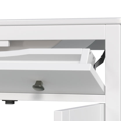 White 30' Bathroom Vanity with Ceramic Sink, Solid Wood Legs, Silver Knobs, Soft Close Hinges, Adjustable Shelf & Tip - Out Tray - 1st Choice Furniture Direct