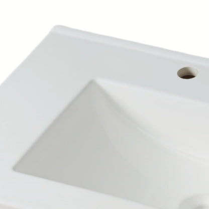 White 30' Bathroom Vanity with Ceramic Sink, Solid Wood Legs, Silver Knobs, Soft Close Hinges, Adjustable Shelf & Tip - Out Tray - 1st Choice Furniture Direct