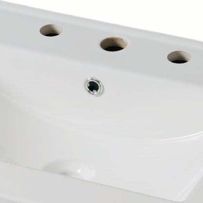 White 30' Bathroom Vanity with Ceramic Sink, Solid Wood Legs, Silver Knobs, Soft Close Hinges, Adjustable Shelf & Tip - Out Tray - 1st Choice Furniture Direct