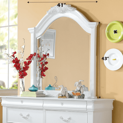White Beveled Bedroom Mirror with Pine Wood Frame - 1st Choice Furniture Direct