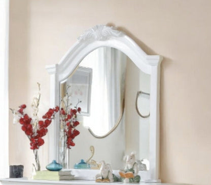 White Beveled Wall Mirror with Pine Wood Frame - 1st Choice Furniture Direct