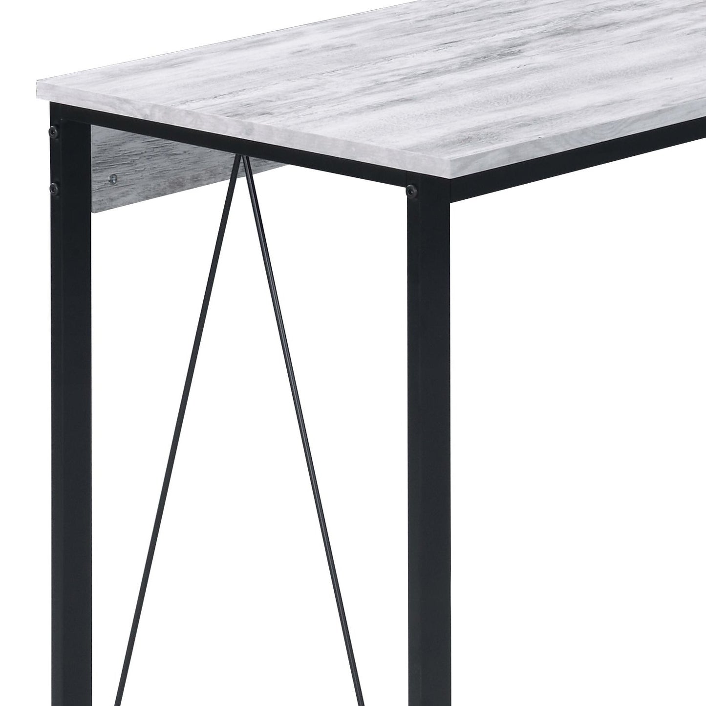 White & Black Writing Desk with Modern Metal Base - 1st Choice Furniture Direct