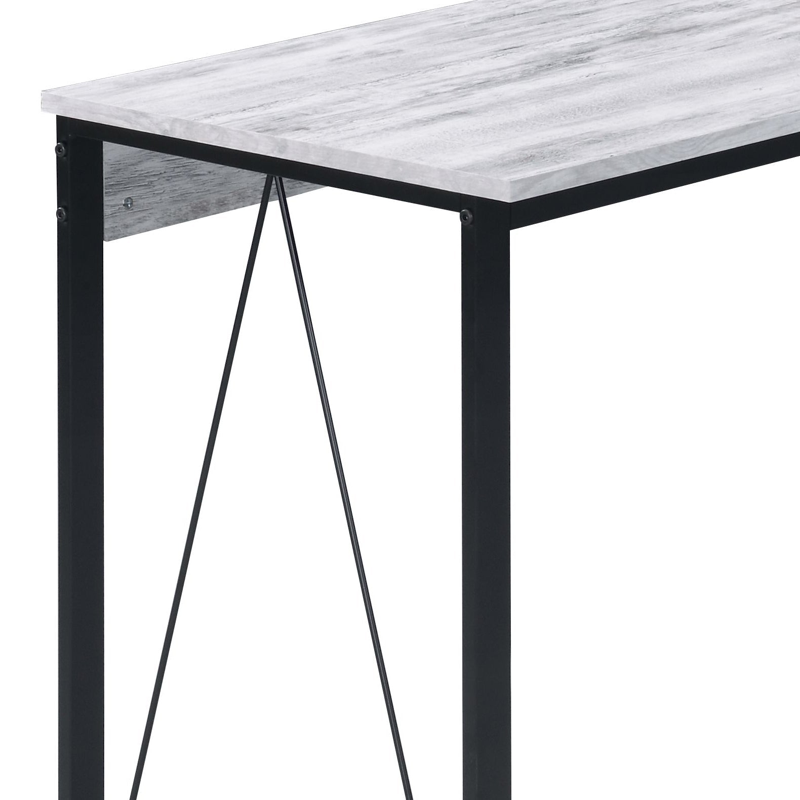 White & Black Writing Desk with Modern Metal Base - 1st Choice Furniture Direct
