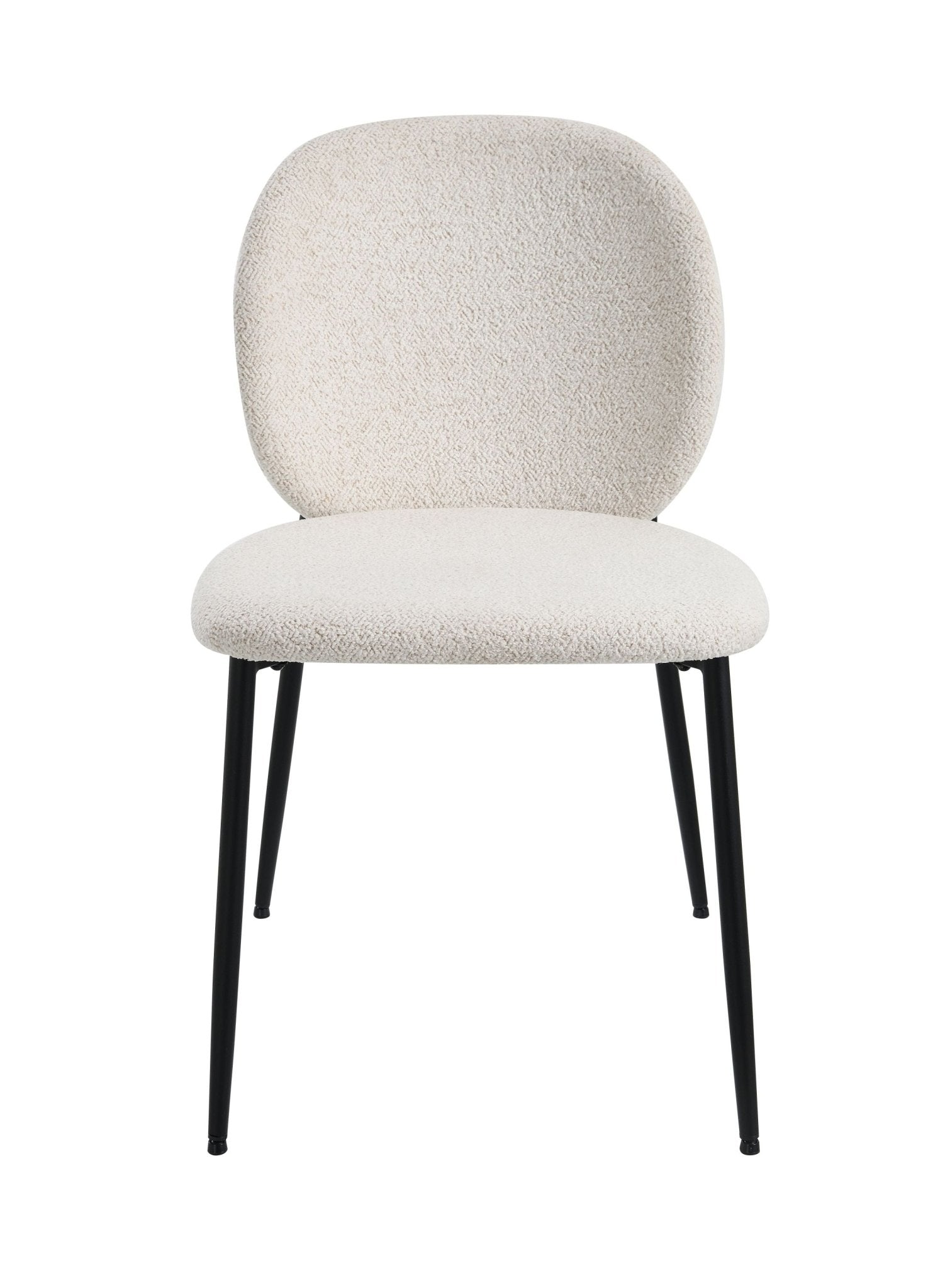 White Boucle Dining Chair with Padded Seat and Metal Legs - 1st Choice Furniture Direct