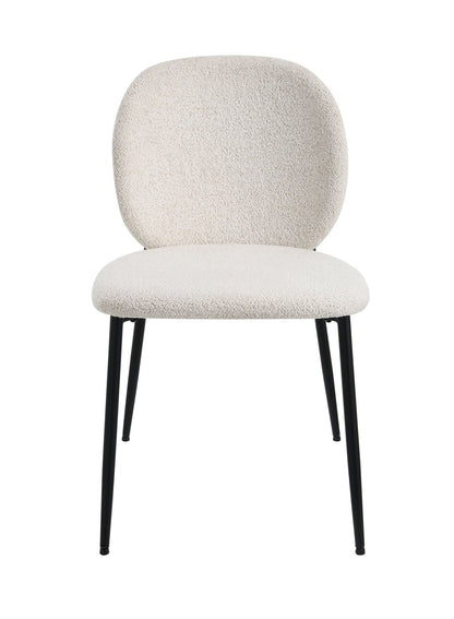 White Boucle Dining Chair with Padded Seat and Metal Legs - 1st Choice Furniture Direct