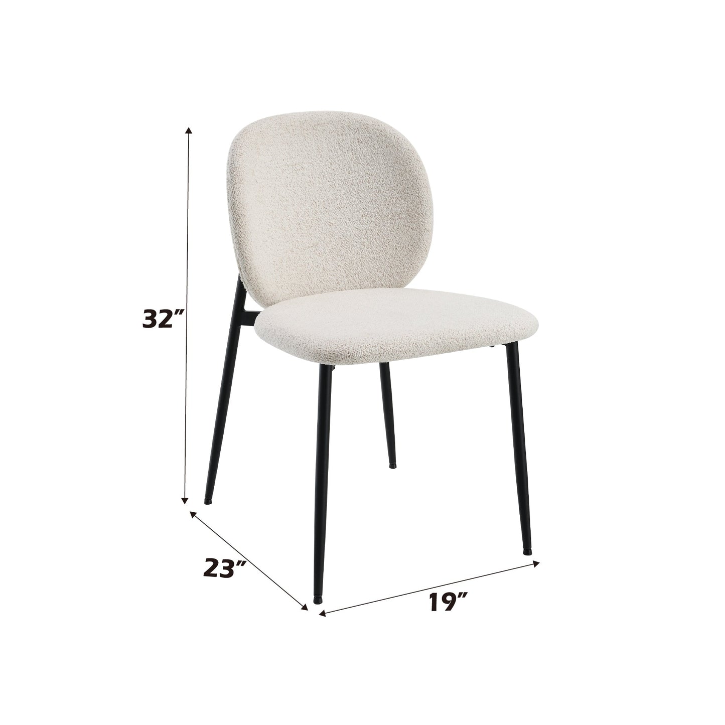 White Boucle Dining Chair with Padded Seat and Metal Legs - 1st Choice Furniture Direct