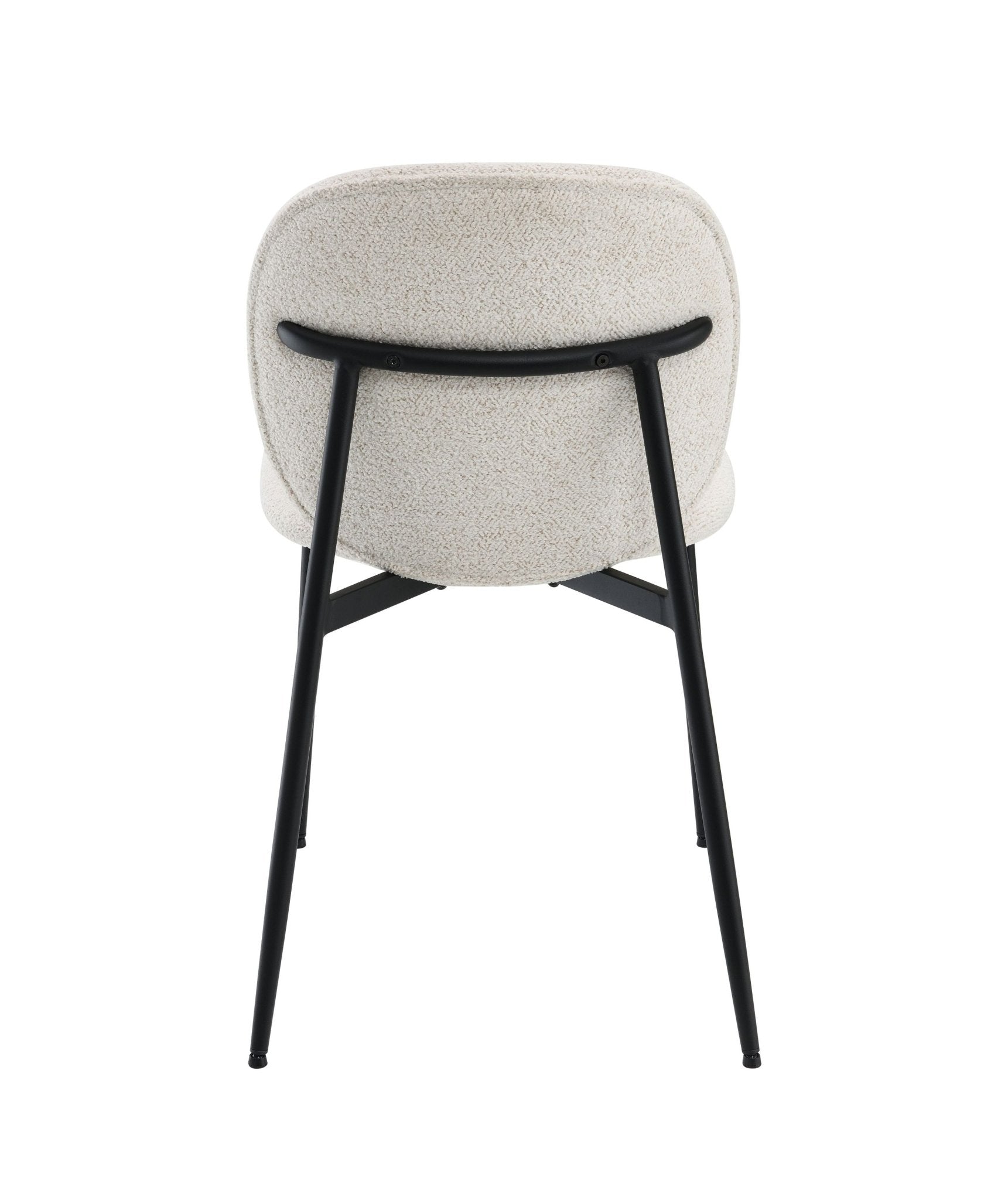 White Boucle Dining Chair with Padded Seat and Metal Legs - 1st Choice Furniture Direct