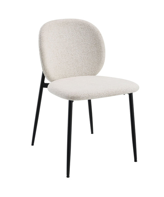 White Boucle Dining Chair with Padded Seat and Metal Legs - 1st Choice Furniture Direct