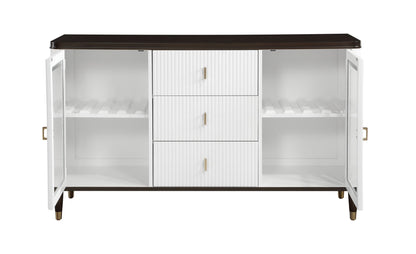 White & Brown Dining Server with Glass Doors - 1st Choice Furniture Direct