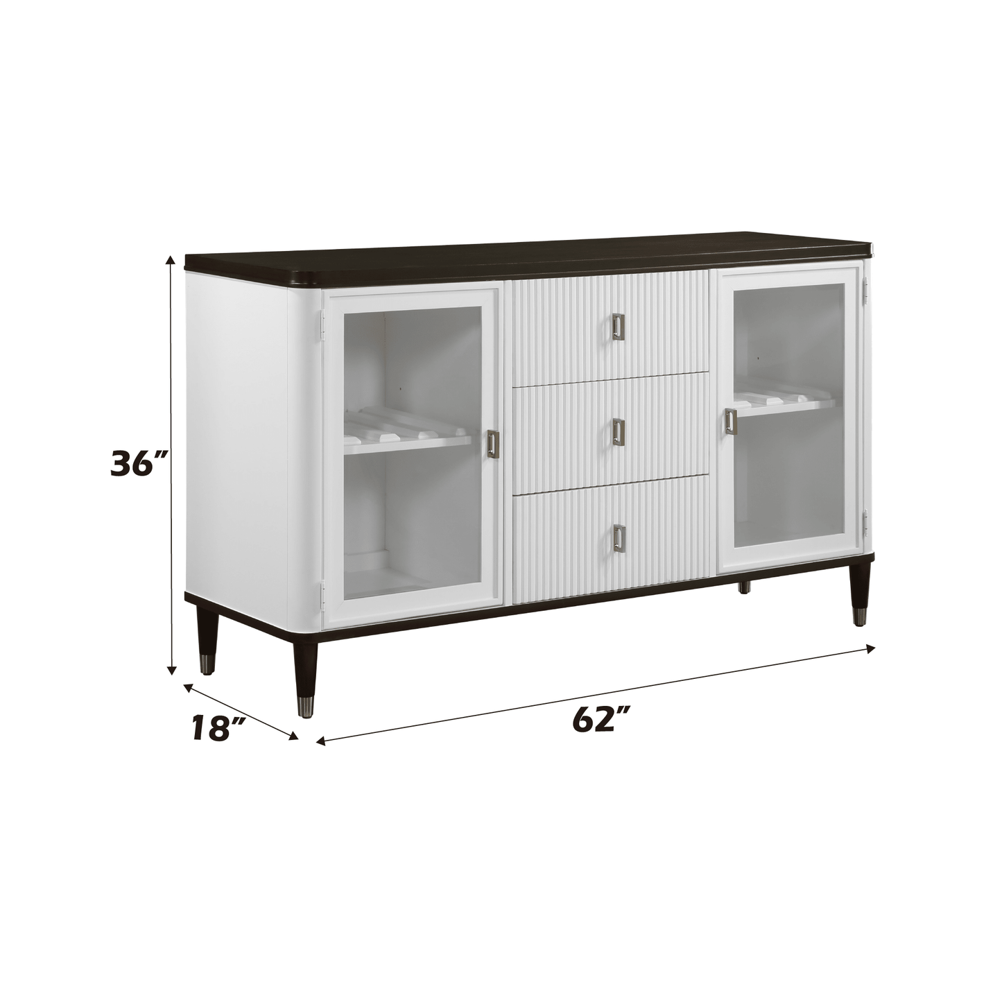White & Brown Dining Server with Glass Doors - 1st Choice Furniture Direct