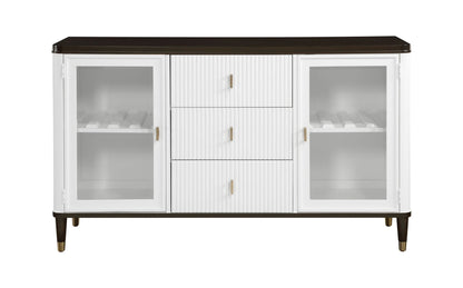 White & Brown Dining Server with Glass Doors - 1st Choice Furniture Direct