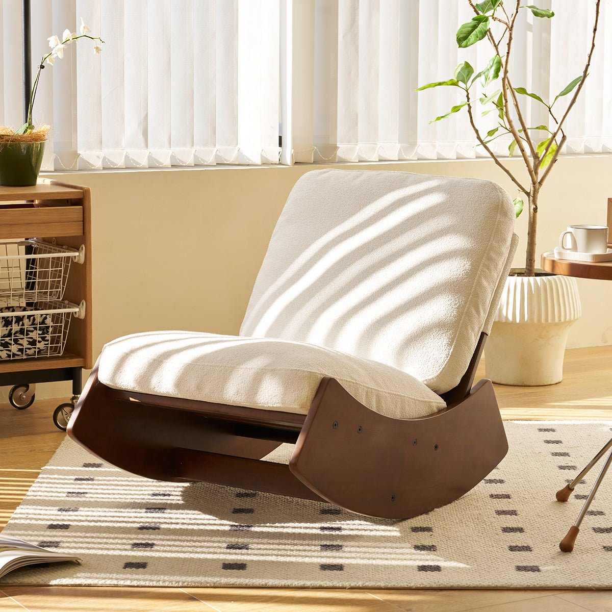 White Corduroy Glider Rocking Chair | Upholstered Nursery Chair - 1st Choice Furniture Direct