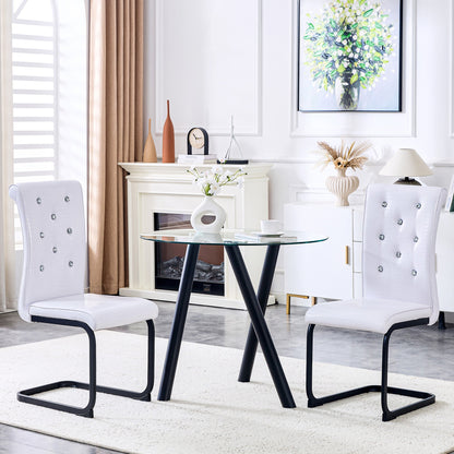 White Dining Chairs Set of 2 – Faux Alligator PVC Leather Chairs with Black Metal Legs - 1st Choice Furniture Direct