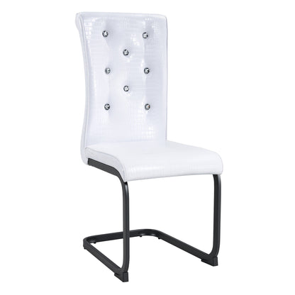White Dining Chairs Set of 2 – Faux Alligator PVC Leather Chairs with Black Metal Legs - 1st Choice Furniture Direct