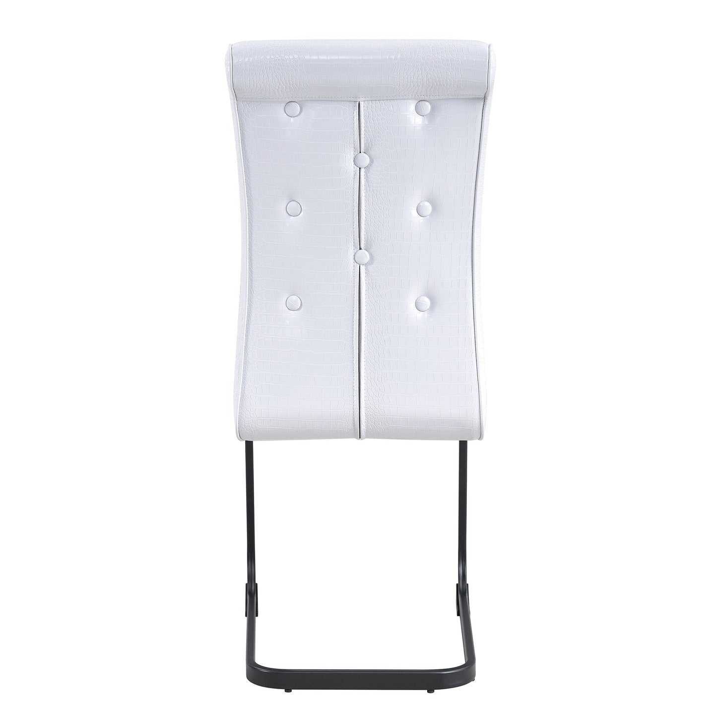White Dining Chairs Set of 2 – Faux Alligator PVC Leather Chairs with Black Metal Legs - 1st Choice Furniture Direct