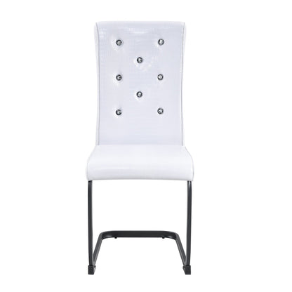 White Dining Chairs Set of 2 – Faux Alligator PVC Leather Chairs with Black Metal Legs - 1st Choice Furniture Direct