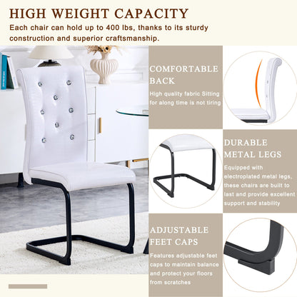 White Dining Chairs Set of 2 – Faux Alligator PVC Leather Chairs with Black Metal Legs - 1st Choice Furniture Direct
