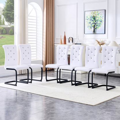 White Dining Chairs Set of 2 – Faux Alligator PVC Leather Chairs with Black Metal Legs - 1st Choice Furniture Direct