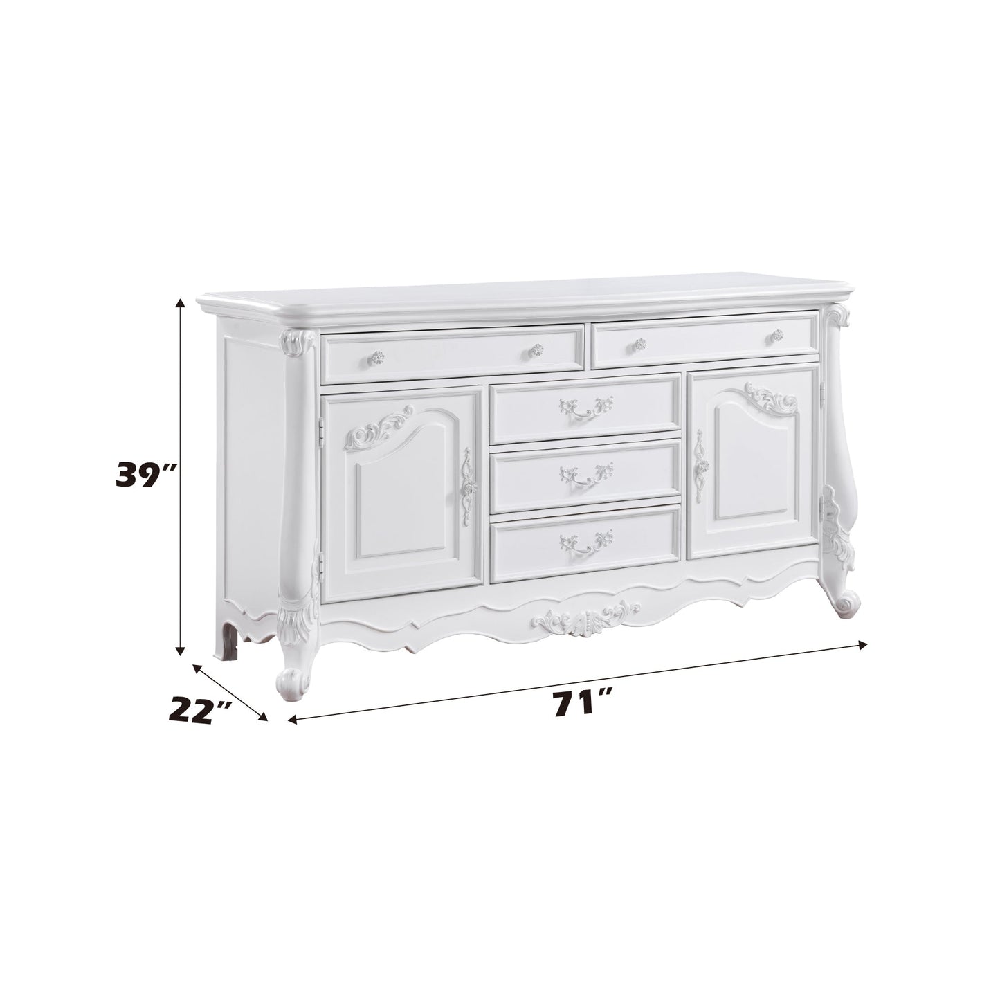 White Dresser with Drawers & Open Storage Shelf - 1st Choice Furniture Direct