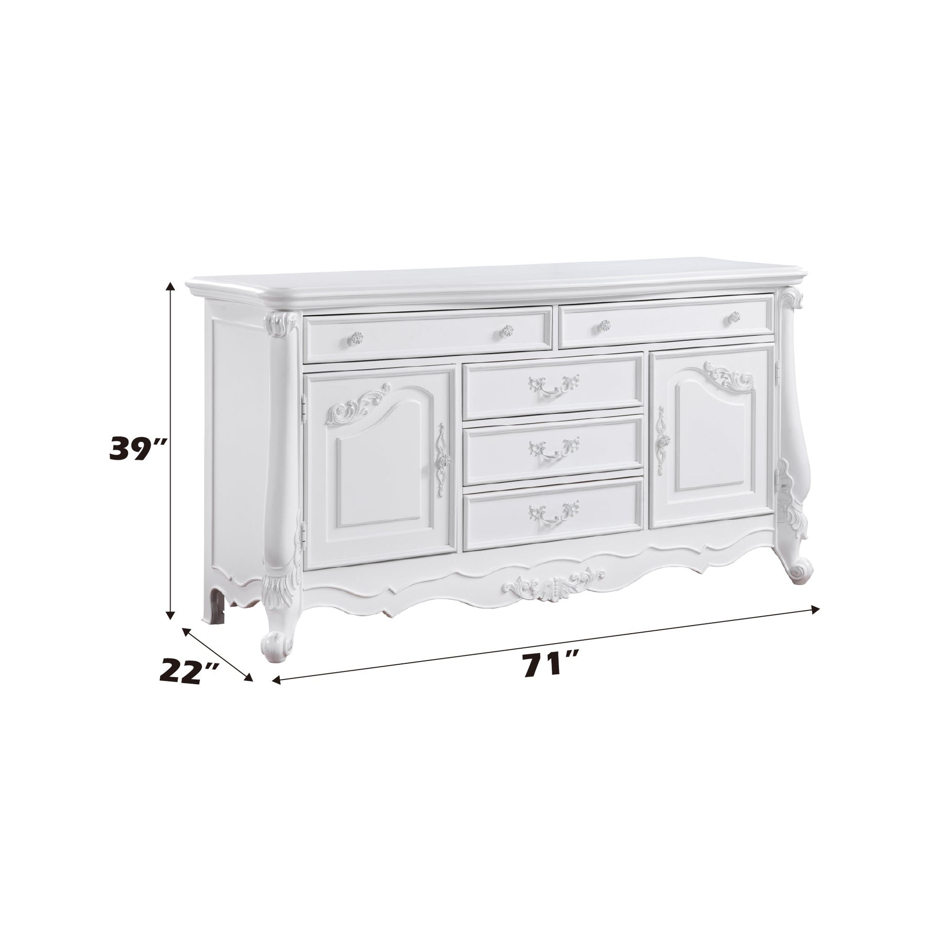 White Dresser with Drawers & Open Storage Shelf - 1st Choice Furniture Direct