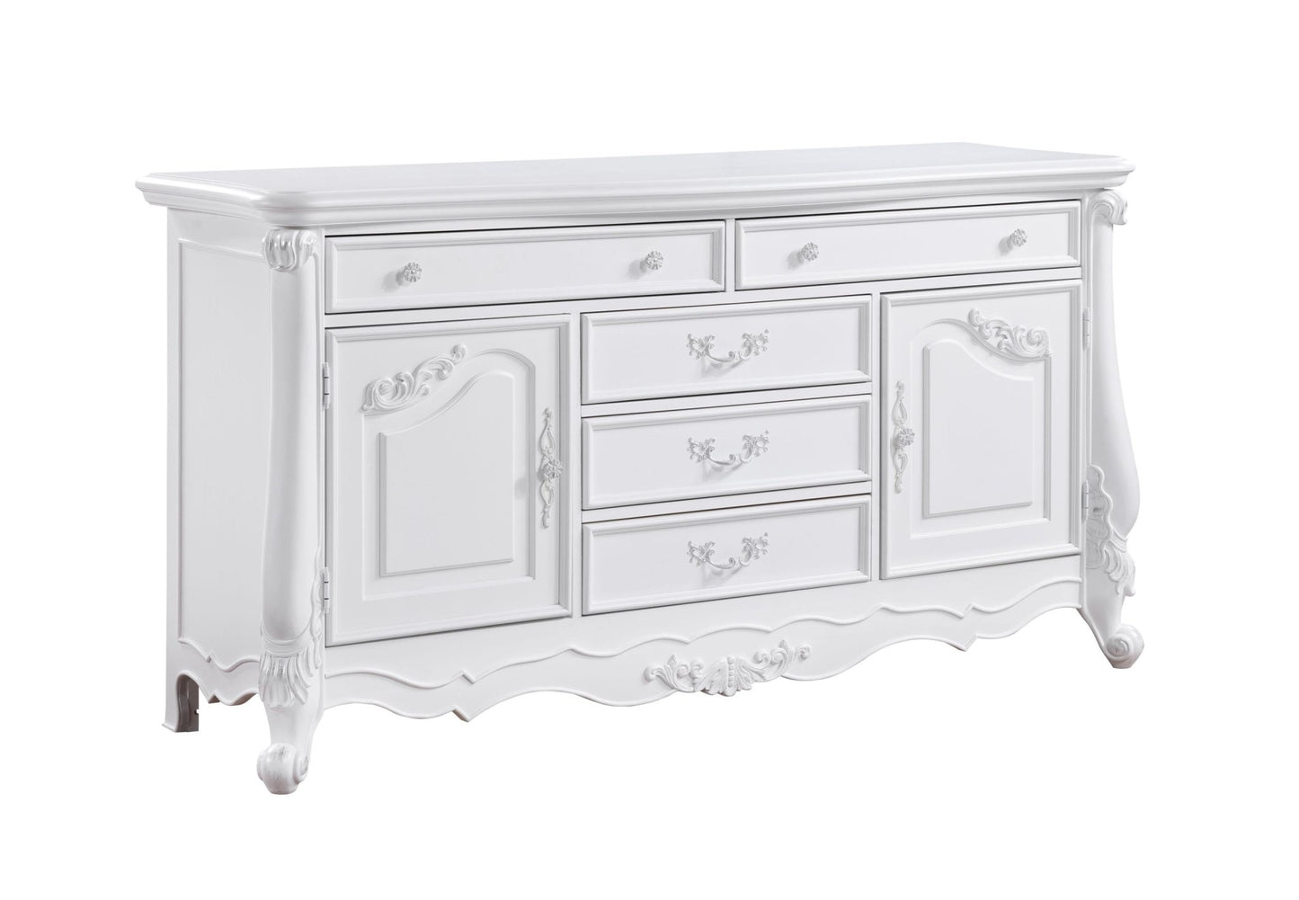 White Dresser with Drawers & Open Storage Shelf - 1st Choice Furniture Direct