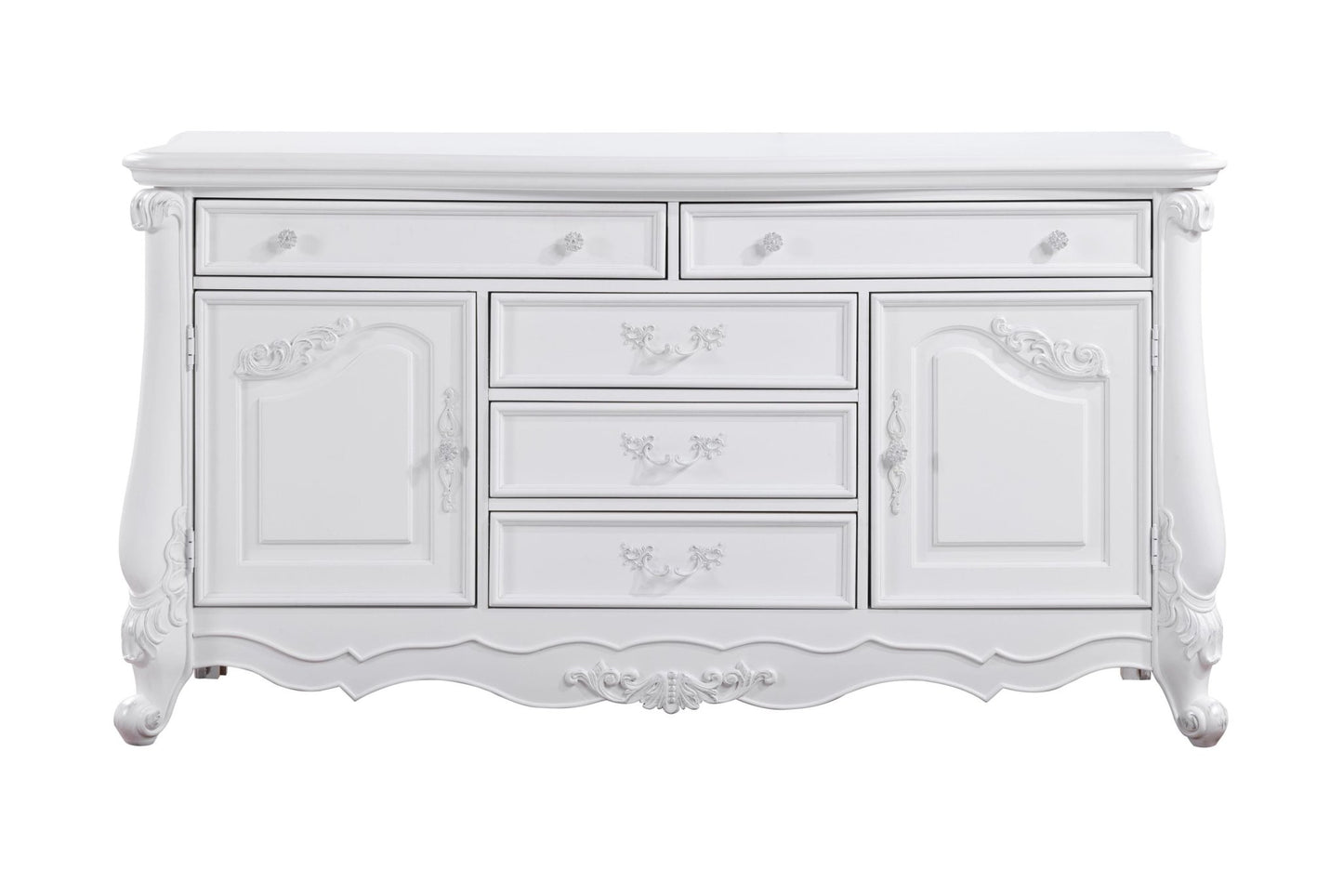 White Dresser with Drawers & Open Storage Shelf - 1st Choice Furniture Direct