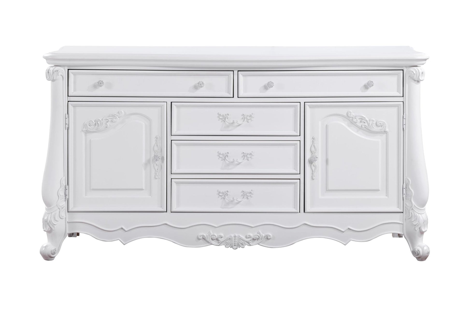 White Dresser with Drawers & Open Storage Shelf - 1st Choice Furniture Direct