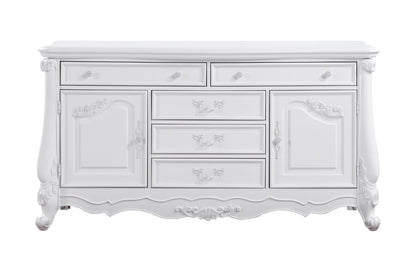 White Dresser with Drawers & Open Storage Shelf - 1st Choice Furniture Direct