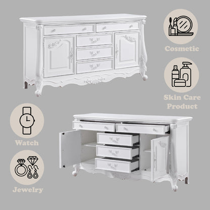 White Dresser with Drawers & Open Storage Shelf - 1st Choice Furniture Direct
