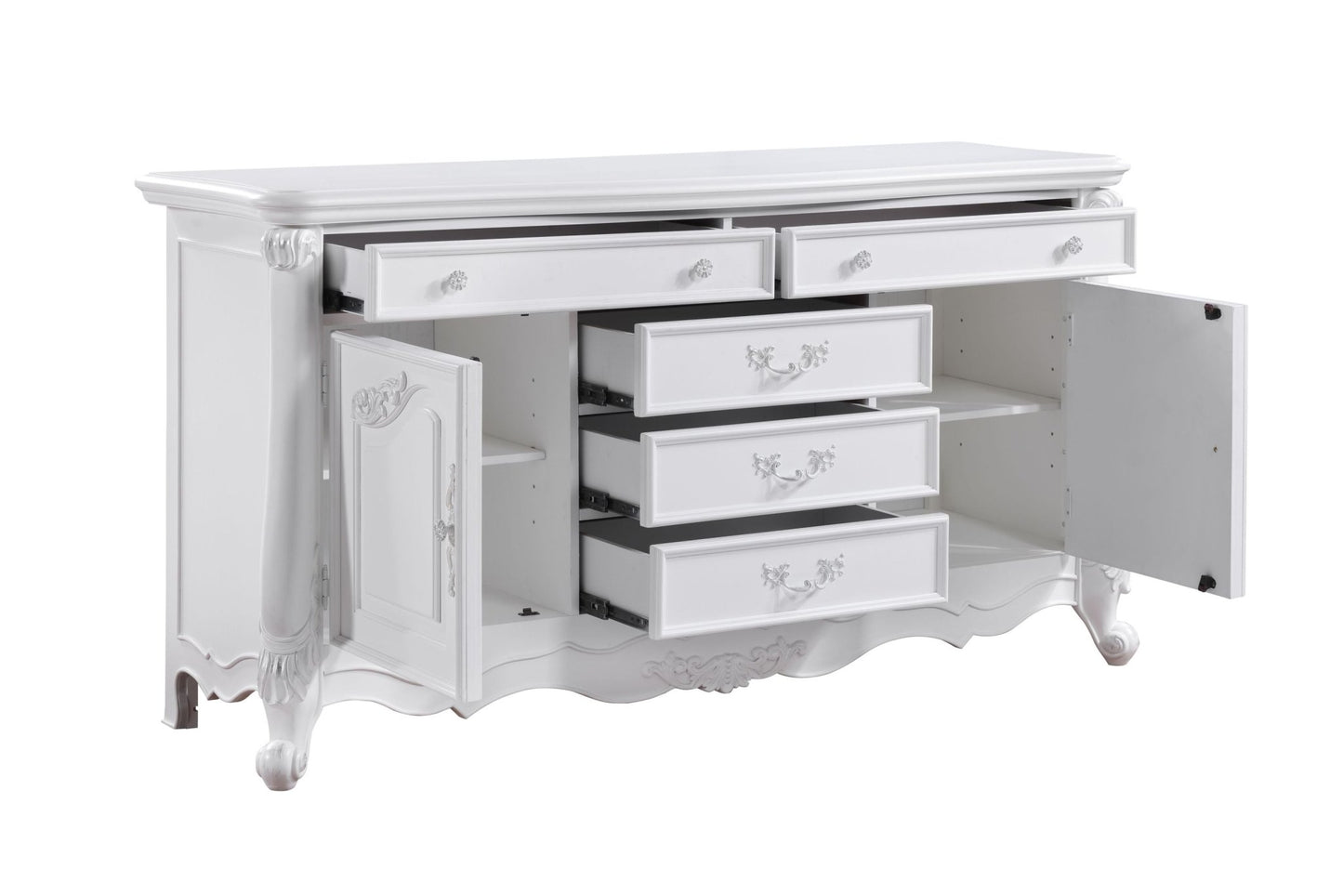 White Dresser with Drawers & Open Storage Shelf - 1st Choice Furniture Direct